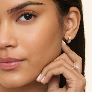 Round Cut Yellow Gold Out Drop Earrings with Moissanite Cute Design for Women <b>Gift</b> for Your Special One - Product Image 3