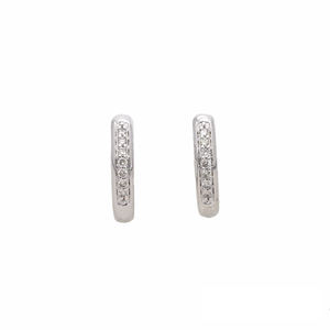 Elegant <b>14K</b> Yellow <b>Gold</b> Rhodium Plated <b>Hoop</b> <b>Earrings</b> Channel-Set Natural Brilliant Cut Diamonds Sleek Timeless Design for - Product Image 6