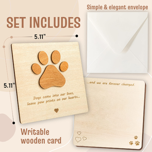Tarjeta de Condolencias Moderna de Madera Reutilizable, Ecológica y Ligera para Mascotas, con Diseño de Huella de Pata Cortada con Láser - Recuerdo por la Pérdida de una Mascota - Product Image 2