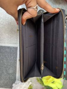 Bolso de mano de cuero de moda occidental con estilo, Cartera de piel de vaca Vintage, cremallera, tallado a mano, funda de teléfono multifuncional - Product Image 6