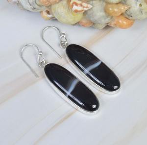 Boucles d'oreilles en agate à bandes 925 en argent Sterling pierres précieuses crochet boucle d'oreille forme de poire bijoux pour femmes bijoux faits à la main cadeau pour le jour de Pâques - Product Image 3