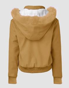 Abrigo de invierno con cuello levantado y cremallera, Color sólido, manga larga, acolchado, mantiene el calor, cárdigan grueso, chaqueta informal de invierno para exteriores - Product Image 6