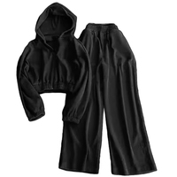 Ensemble de survêtement personnalisé pour homme en velours d'hiver, coupe-vent, écologique, avec strass, capuche courte, 100 % coton épais, élastique