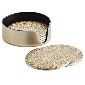 Modern Finest Quality Hot Selling Excellent Customized Round Wedding Favor Brass Metal <b>Coaster</b> Set <b>for</b> <b>Drinks</b> Eco-friendly - Product Image 1