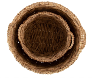 Cesta Redonda Tejida de Jacinto de Agua al por Mayor con Asas Trenzadas, Cesta de Almacenamiento de Fibra Natural para Ropa, Juguetes y Organización del Hogar - Product Image 6