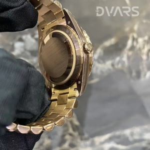 Montre élégante pour homme en acier inoxydable plaqué or rose avec moissanite, charme élégant, 10 mm, mouvement mécanique ETA, or blanc tendance - Product Image 6