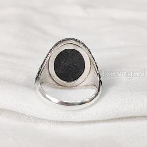 Grossiste Bague pour homme Bague en argent sterling 925 en forme de coquille d'ormeau plat naturel, pierre de naissance, toutes tailles, bijoux de fête arabes - Product Image 5