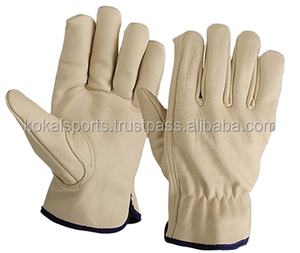 Gants de travail en cuir véritable, cuir fendu, antidérapants, anti-coupures, pour travaux de construction, tailles 7''-11'' - Product Image 5