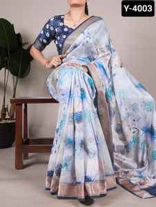 Latest <b>Women</b> Wear Tussar Silk With Viscose Border Festival and Party Wear Saree with Floral Printed Indian Party Wear Saree - Product Image 6
