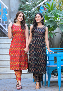 Último Diseño, Hermoso Patrón Sólido, Prenda Teñida, Ropa Lista para Usar para Mujer, Tela de Algodón, Silueta en A Negra, Kurti con Pantalón a Juego - Product Image 6