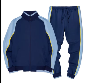 Streetwear sportif pour hommes 2 pièces survêtement brodé polyester couleur contrastée survêtements vêtements de sport à la mode - Product Image 6