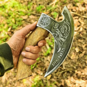 Hand Forged <b>Viking</b> Original Carbon Steel Pizza <b>Axe</b> for Cutting and Slicing - Product Image 5