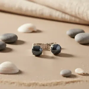 Pendientes de Botón Geométricos Modernos con Baño de Rodio para Mujer, Joyería para Fiesta, Regalo - Product Image 1