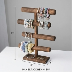 Eco-friendly Wooden Jewelry Display Stand 18x12 Inch Rustic Modern Multi Functional Organizer for <b>Bedroom</b> Home <b>Decor</b> - Product Image 1