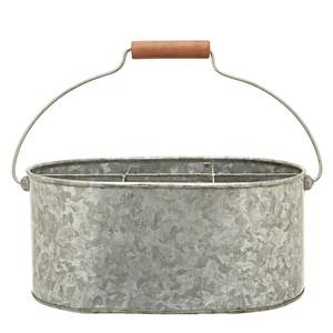 Galvanized <b>kitchen</b> caddy organizer for storing cutlery utensils napkins condiments <b>spices</b> suitable for rustic farmhouse decor - Product Image 3