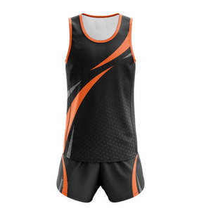 Camisa personalizada OEM para hombre, pantalones cortos, conjuntos de uniformes de pista y campo, 100% de poliéster, secado rápido, contraste de colores, ropa para correr y trotar - Product Image 2