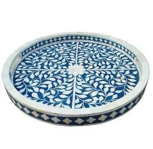Plateau de service en incrustation marocaine de vente chaude nouveau style de plateau avec un beau décor pour servir des plats ou de l'artisanat HF au chocolat - Product Image 2