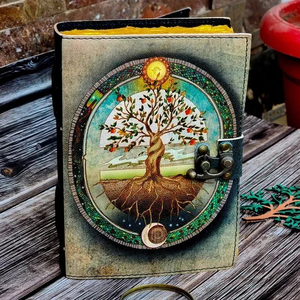 Logo personnalisé A5 Journal en spirale en cuir véritable arbre de vie planificateur organisateur selle couture couverture souple Style fil à coudre cadeau - Product Image 1