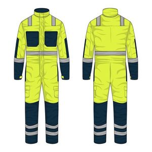 Deltaplus Combinaison imperméable en PVC jaune fluorescent Vêtements de travail à bandes réfléchissantes avec caractéristiques ignifuges et de sécurité Combinaison pantalon de pluie - Product Image 2