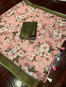 Ropa de fiesta Sari impresa digital crepé satinado OEM ropa india y paquistaní para mujer - Product Image 2