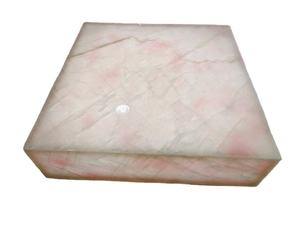 Mesa de Centro de Ónix Rosa Translúcido con Base de 100*100*30cm, Diseño de Mesa Cuadrada de Piedra de Ónix Rosa Retroiluminada - Product Image 2
