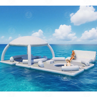 Personnalisé Sports Nautiques DWF Gonflable Flottant Tente Plate-Forme Air Ponton Cabana Canapé Eau Salon Radeau Gonflable Dock Île