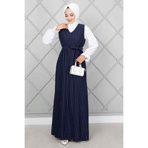 Ensemble Débardeur Hijab Rayé Bleu Marine - Product Image 1