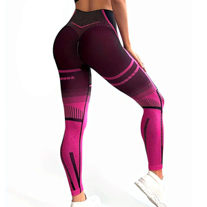 Leggings de sport à taille haute pour femmes, coupe compressive, design à blocs de couleurs, motif rayé, pour le fitness et l'entraînement - Product Image 6