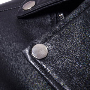 Veste en cuir véritable de couleur unie personnalisée à la mode col montant toile saison d'hiver conception de taille personnalisée - Product Image 4
