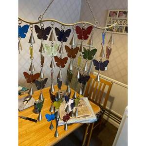 Set of 5 Recycled Iron Butterfly Wind Chimes Boho-Themed Hanging Patio Decoration for Indoor Outdoor Metal Animal Shape for Yard - Product Image 5