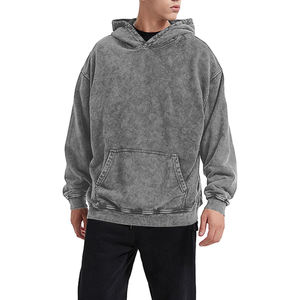 OEM Logo Personnalisé Pull Thermique Surdimensionné Respirant Stone Acid Washed Vintage Hoodie pour Hommes 100% Coton Plain Dyed Sweatshirt - Product Image 1