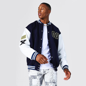 High Quality Custom Men's Varsity Leather <b>Jacket</b> with Stand Collar Thin Thickness and Front Logo Placement - Product Image 4