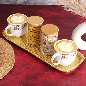 Decorative <b>Gold</b> Aluminium Metal <b>Serving</b> <b>Tray</b> For Restaurant Hotels Tableware Use in Affordable Price - Product Image 2