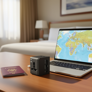 2.1A 2-USB <b>Universal</b> Travel <b>Adapter</b> EU AU UK US Compatible Black - Product Image 3