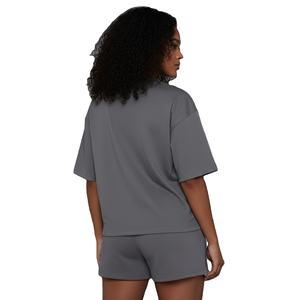 Conjunto de 2 Piezas de Camiseta y Pantalones Cortos de Verano para Mujer, Talla Grande, 100% Algodón, Tela de Felpa, Estampado Personalizado con Logotipo, Estilo Casual, 2026 - Product Image 3