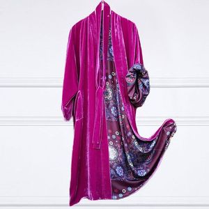 Terciopelo de tela de alta calidad con estampado de manga larga estilo Kimono diseño bohemio chaqueta informal de primavera - Product Image 4