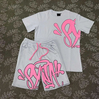 Ensemble de survêtement léger réversible personnalisé pour l'été, ensemble deux pièces délavé à l'acide, t-shirt court et short imprimés pour homme