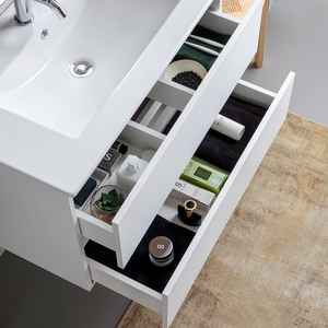 Meuble de salle de bain suspendu blanc de 80 cm avec 2 tiroirs et miroir Bali de 80x110 cm, ensemble de salle de bain - Product Image 6