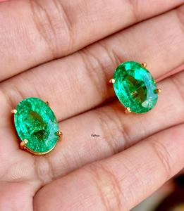 ต่างหูมรกตหรูหราปรับแต่งได้ขายส่งเครื่องประดับอัญมณีต่างหูสตั๊ดมรกตทำด้วยมือเครื่องประดับอัญมณีธรรมชาติ - Product Image 3