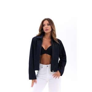 เสื้อแจ็คเก็ตยีนส์สีกรมท่าเข้มสำหรับผู้หญิง รุ่น 7486 ดีไซน์หรูหรา - Product Image 3