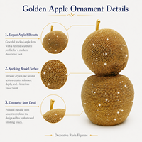Dot Bead Gouden Dubbele Appels Hars Beeldje Luxe Tafelblad Mantel Kerst Winter Vakantie Nieuwjaar Home Decor Ornament
