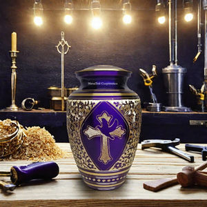 Pure Brass Holy Cross Bird Engraved Cremation <b>Urn</b> Handcrafted Metal Keepsake Memorial Ashes <b>Jar</b> for Adult Pet Funeral Customized - Product Image 5