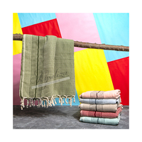Serviette de plage turque Peshtemal rayée blanche 60% coton écologique compressée séchage rapide vente en gros personnalisée marque privée