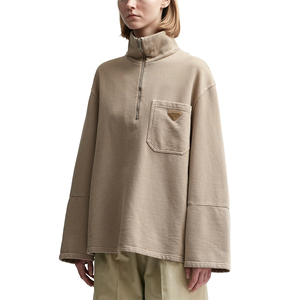 OEM Sweatshirts brodés avec logo personnalisé lourd avec fermeture à glissière avant et col long Blanches d'hiver unisexe pour les femmes - Product Image 2