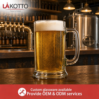 Mug à bière en verre transparent de qualité restaurant LAKOTTO, corps rond, pour projets promotionnels, cadeaux, verrerie commerciale, fournisseur de logo personnalisé