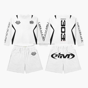 Ensemble de shorts de sport d'été, polo, costume pour homme, shorts amples en tissu éponge, ensemble 2 pièces pour femme, t-shirt à manches courtes à col rabattu - Product Image 1