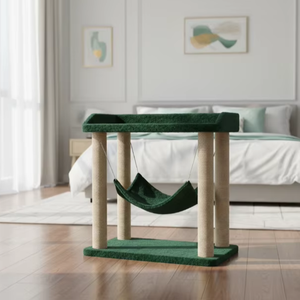 ที่นอนแมว Amistar Emerald Meadow คุณภาพสูง พร้อมที่ลับเล็บแบบเปลญวน สำหรับแมวทุกขนาด - Product Image 1