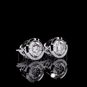 Recién llegado, pendientes de tuerca de diamante de moissanita de corte redondo, ajuste de bisel de plata de ley 925 para bodas o fiestas de regalo para mujeres - Product Image 4