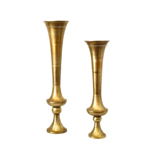 Floreros minimalistas de pedestal, floreros de suelo nórdico decorativos antiguos dorados, centros de mesa de boda, florero de Metal - Product Image 3