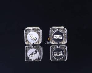 Moissanite redondo brillante corte VVs claridad diamantes Iced Out Pretty 10Kt oro blanco Stud pendientes para Unisex - Product Image 4